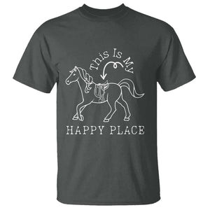 Horse Lover T Shirt This Is My Happy Place Horseback Riding Equestrian TS11 Dark Heather Print Your Wear