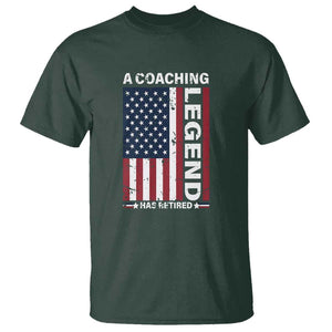 A Coaching Legend Has Retired T Shirt Vintage American Flag TS11 Dark Forest Green Print Your Wear