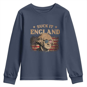 Funny Suck It England Youth Sweatshirt 4th of July George Washington 1776 TS11 Navy Print Your Wear
