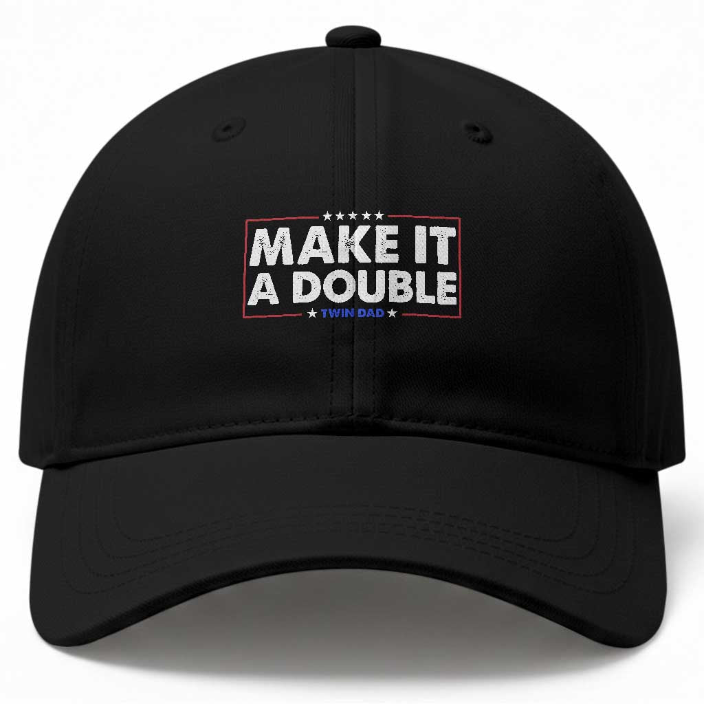 Make It A Double Twin Dad Baseball Cap Soon to Be Daddy Funny Father's Day TS11 Print Your Wear