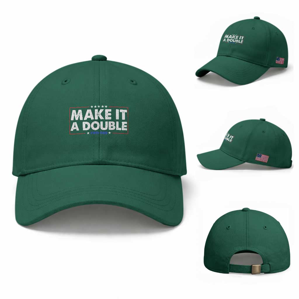 Make It A Double Twin Dad Baseball Cap Soon to Be Daddy Funny Father's Day TS11 Baseball Cap Universal Fit Irish Green Print Your Wear