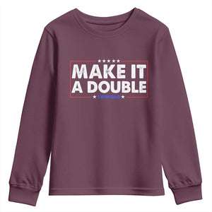 Make It A Double Twin Dad Youth Sweatshirt Soon to Be Daddy Funny Father's Day TS11 Maroon Print Your Wear
