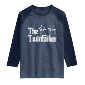 The Twinfather Raglan Shirt Funny Dad Of Twins Fathers Day TS11 Heather Denim Navy Print Your Wear