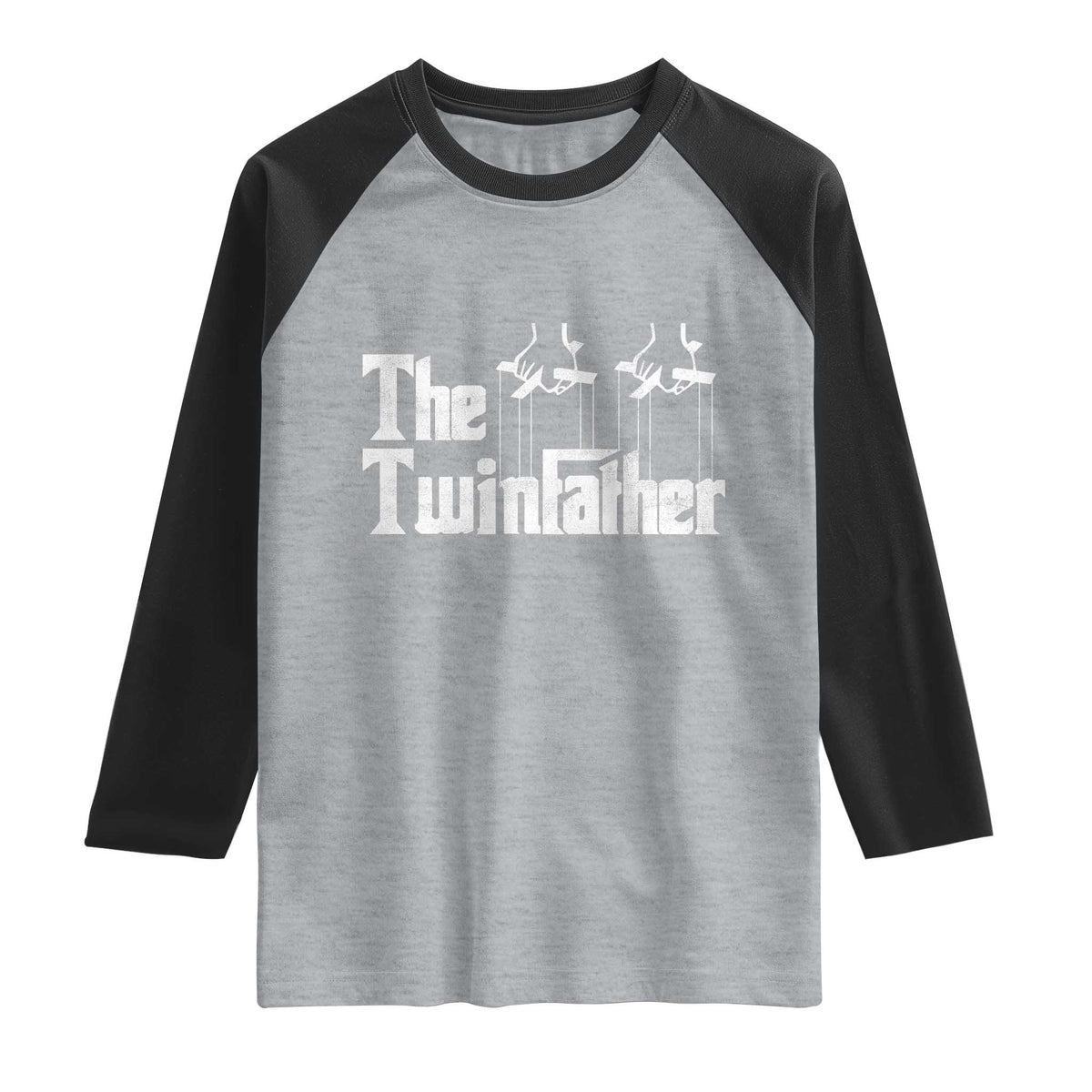 The Twinfather Raglan Shirt Funny Dad Of Twins Fathers Day TS11 Heather Gray Black Print Your Wear