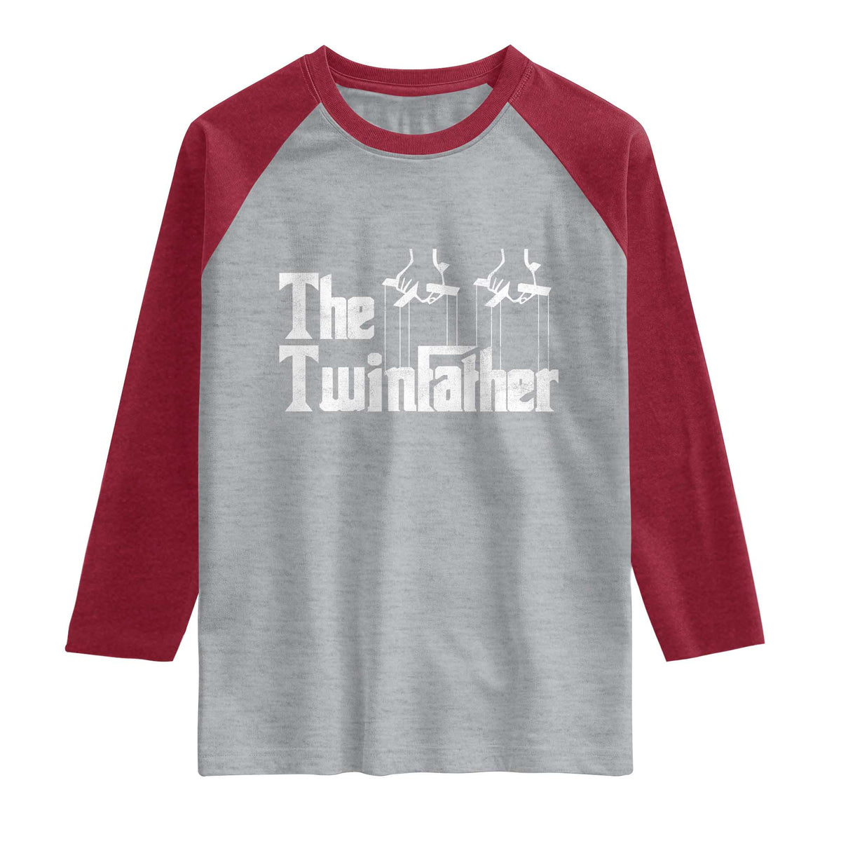 The Twinfather Raglan Shirt Funny Dad Of Twins Fathers Day TS11 Heather Gray Heather Red Print Your Wear
