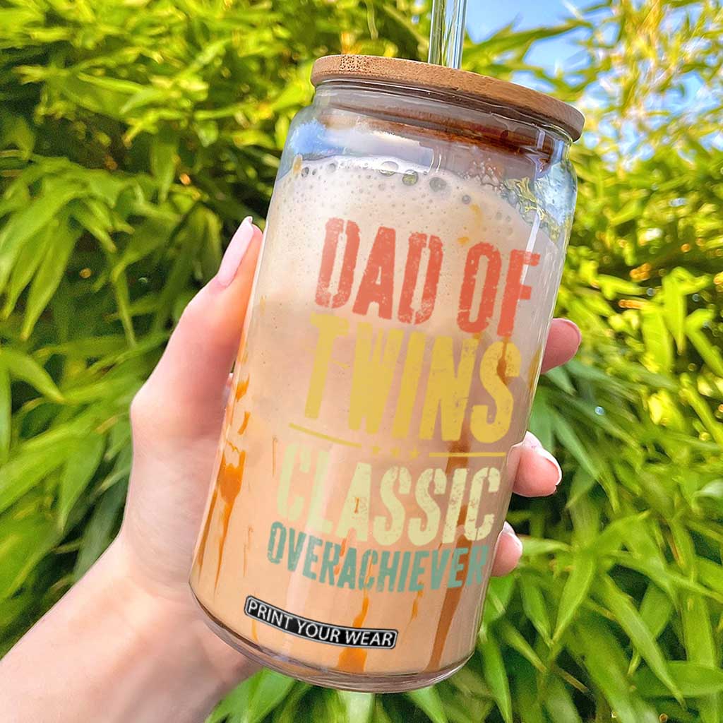 Dad Of Twins Classic Overachiever Glass Can Proud Twin Father TS11 Black Print Your Wear