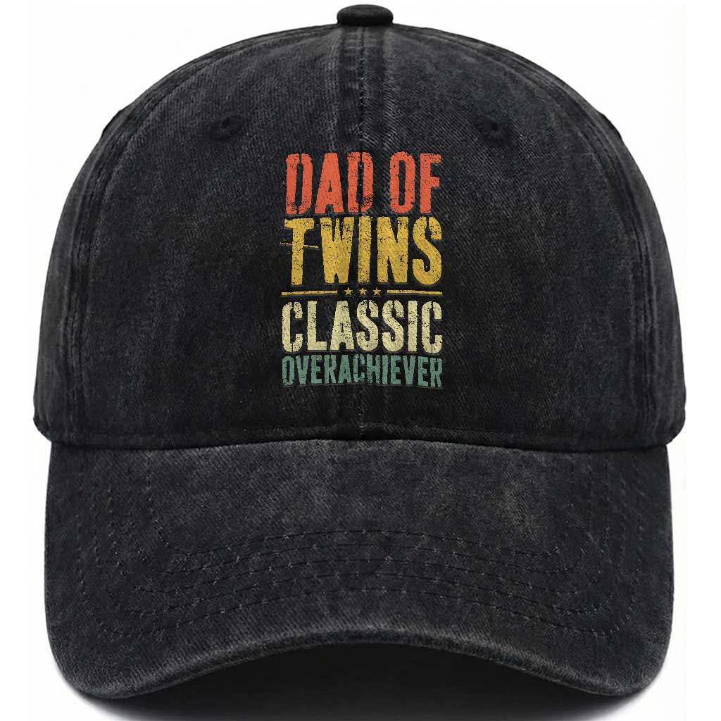 Dad Of Twins Classic Overachiever Washed Cotton Baseball Cap Proud Twin Father TS11 Print Your Wear