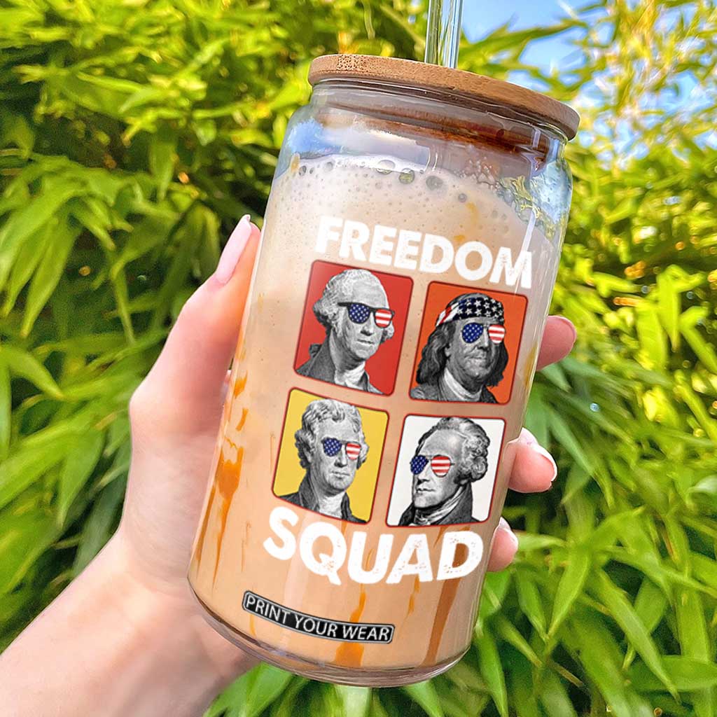 Freedom Squad Founding Fathers Glass Can American Revolution 4th of July TS11 Black Print Your Wear