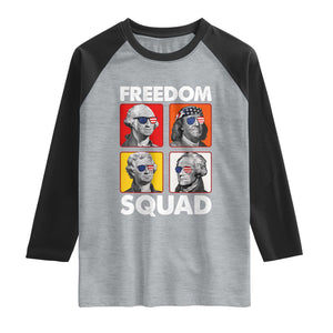 Freedom Squad Founding Fathers Raglan Shirt American Revolution 4th of July TS11 Heather Gray Black Print Your Wear