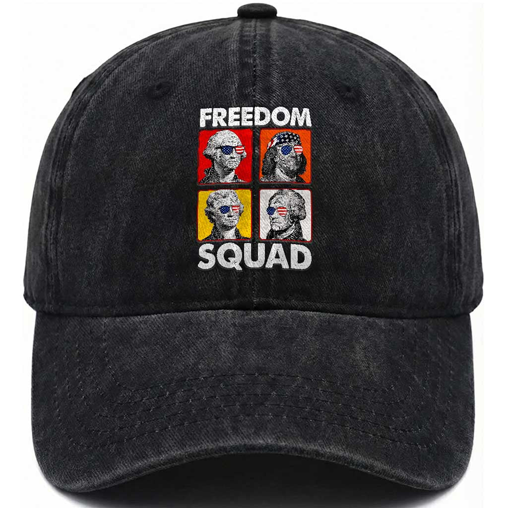 Freedom Squad Founding Fathers Washed Cotton Baseball Cap American Revolution 4th of July TS11 Print Your Wear