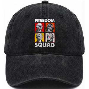Freedom Squad Founding Fathers Washed Cotton Baseball Cap American Revolution 4th of July TS11 Print Your Wear