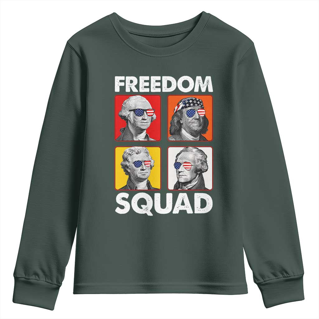 Freedom Squad Founding Fathers Youth Sweatshirt American Revolution 4th of July TS11 Dark Forest Green Print Your Wear