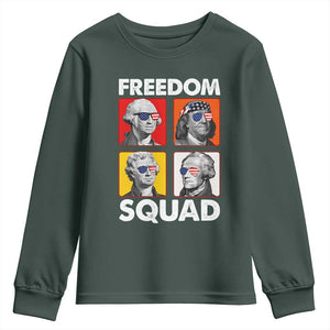 Freedom Squad Founding Fathers Youth Sweatshirt American Revolution 4th of July TS11 Dark Forest Green Print Your Wear