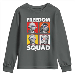 Freedom Squad Founding Fathers Youth Sweatshirt American Revolution 4th of July TS11 Dark Heather Print Your Wear