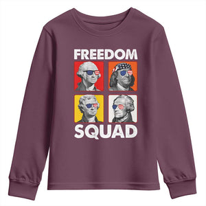 Freedom Squad Founding Fathers Youth Sweatshirt American Revolution 4th of July TS11 Maroon Print Your Wear