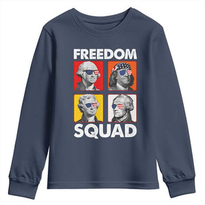Freedom Squad Founding Fathers Youth Sweatshirt American Revolution 4th of July TS11 Navy Print Your Wear