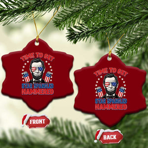 Time To Get Star Spangled Hammered Abraham Lincoln Ceramic Ornament Funny 4th of July TS11 Print Your Wear