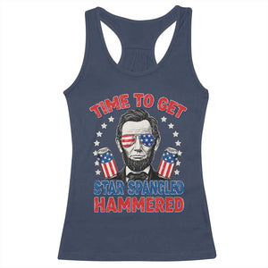 Time To Get Star Spangled Hammered Abraham Lincoln Racerback Tank Top Funny 4th of July TS11 Navy Print Your Wear