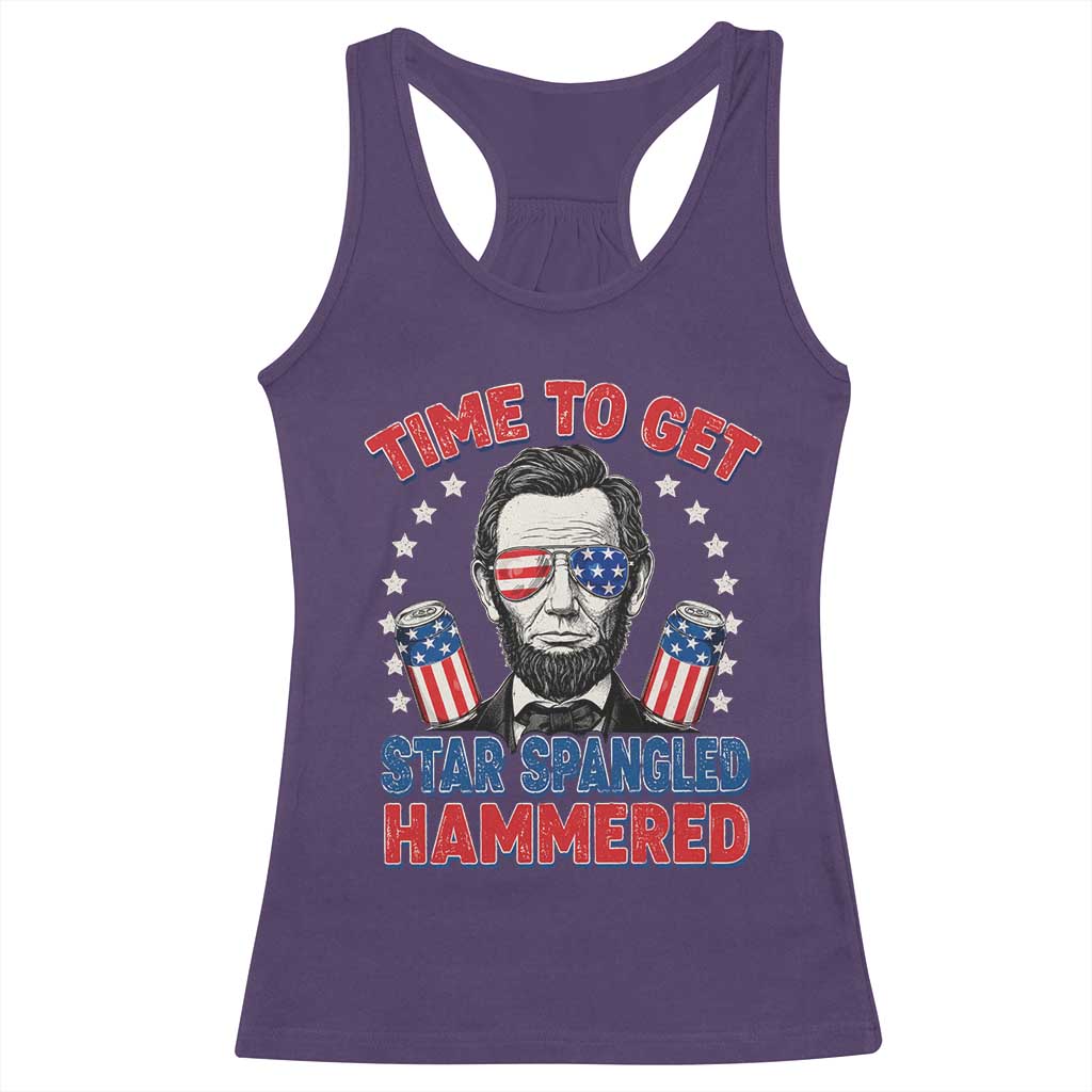 Time To Get Star Spangled Hammered Abraham Lincoln Racerback Tank Top Funny 4th of July TS11 Purple Print Your Wear
