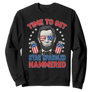 Time To Get Star Spangled Hammered Abraham Lincoln Sweatshirt Funny 4th of July TS11 Black Print Your Wear