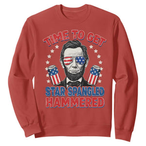Time To Get Star Spangled Hammered Abraham Lincoln Sweatshirt Funny 4th of July TS11 Red Print Your Wear