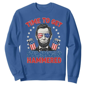 Time To Get Star Spangled Hammered Abraham Lincoln Sweatshirt Funny 4th of July TS11 Royal Blue Print Your Wear