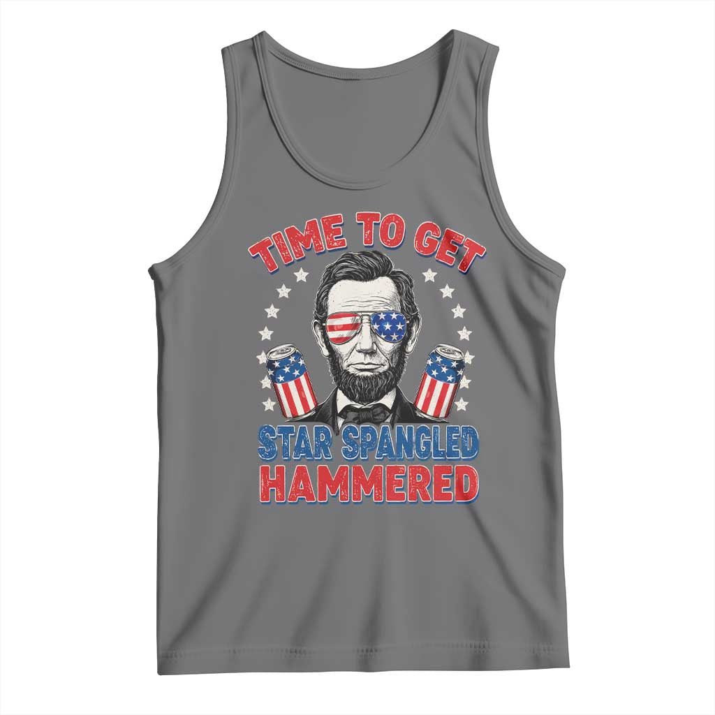 Time To Get Star Spangled Hammered Abraham Lincoln Tank Top Funny 4th of July TS11 Black Heather Print Your Wear
