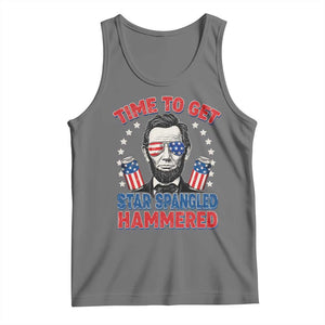 Time To Get Star Spangled Hammered Abraham Lincoln Tank Top Funny 4th of July TS11 Black Heather Print Your Wear