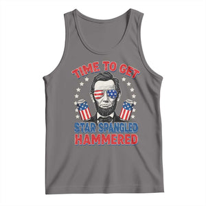 Time To Get Star Spangled Hammered Abraham Lincoln Tank Top Funny 4th of July TS11 Deep Heather Print Your Wear