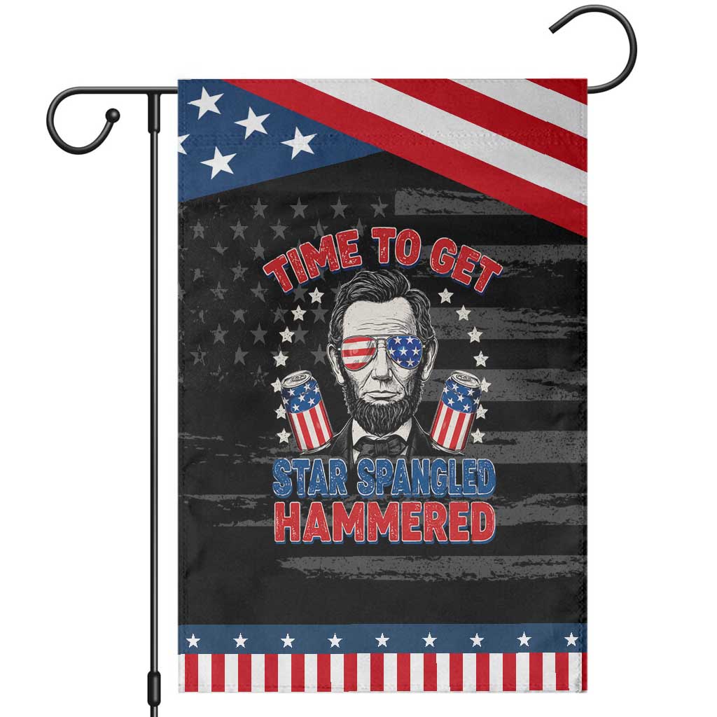 Time To Get Star Spangled Hammered Abraham Lincoln Patriotic Garden Flag Funny 4th of July TS11 Distressed Black Blue Print Your Wear