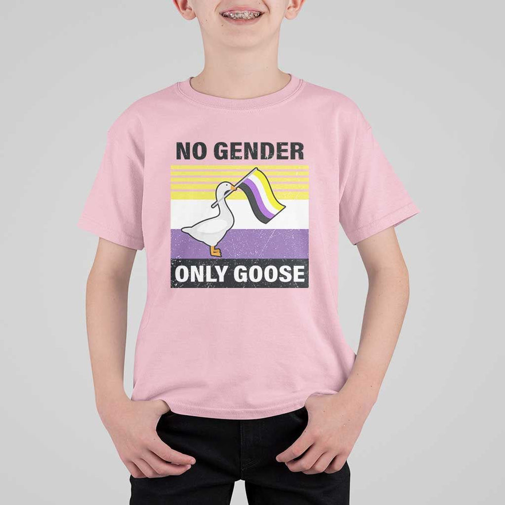 Funny Non Binary T Shirt For Kid No Gender Only Goose LGBTQ Enby Flag TS11 Light Pink Print Your Wear