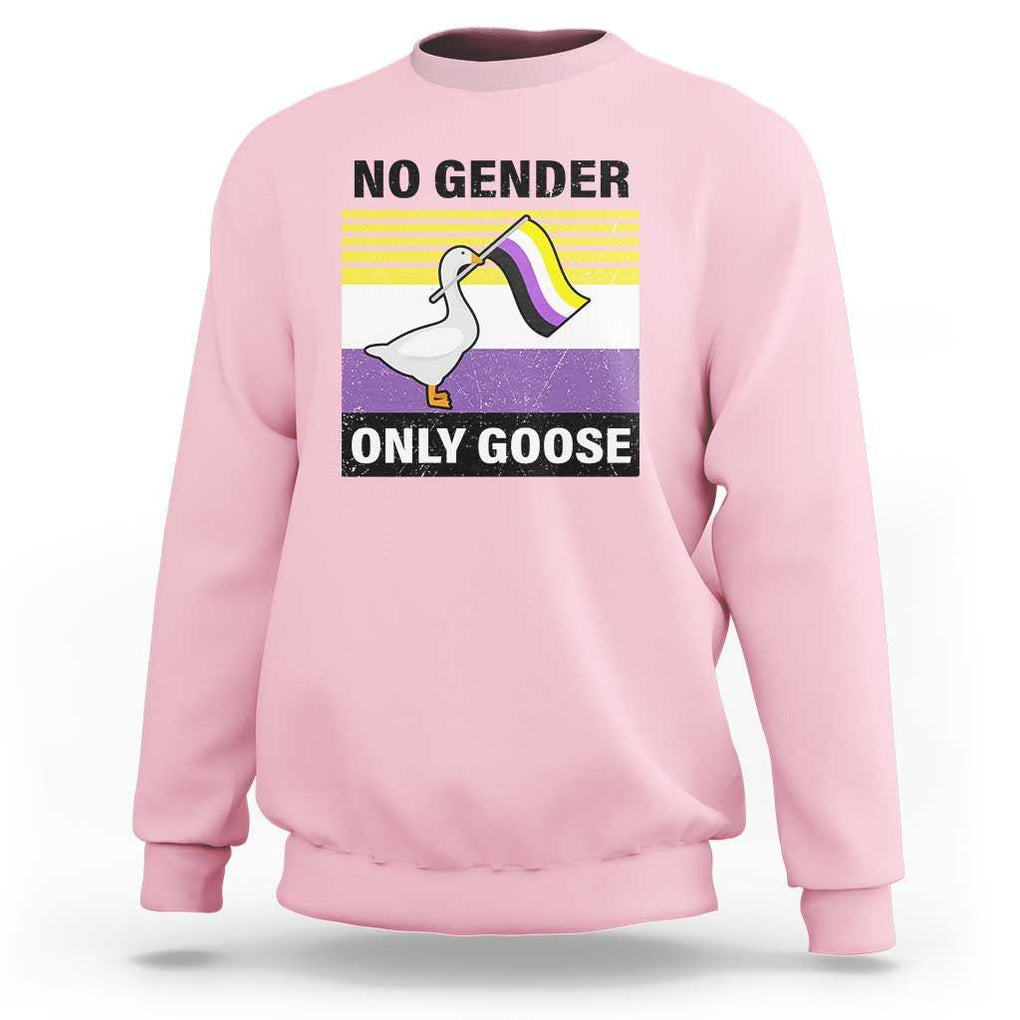 Funny Non Binary Sweatshirt No Gender Only Goose LGBTQ Enby Flag TS11 Light Pink Print Your Wear