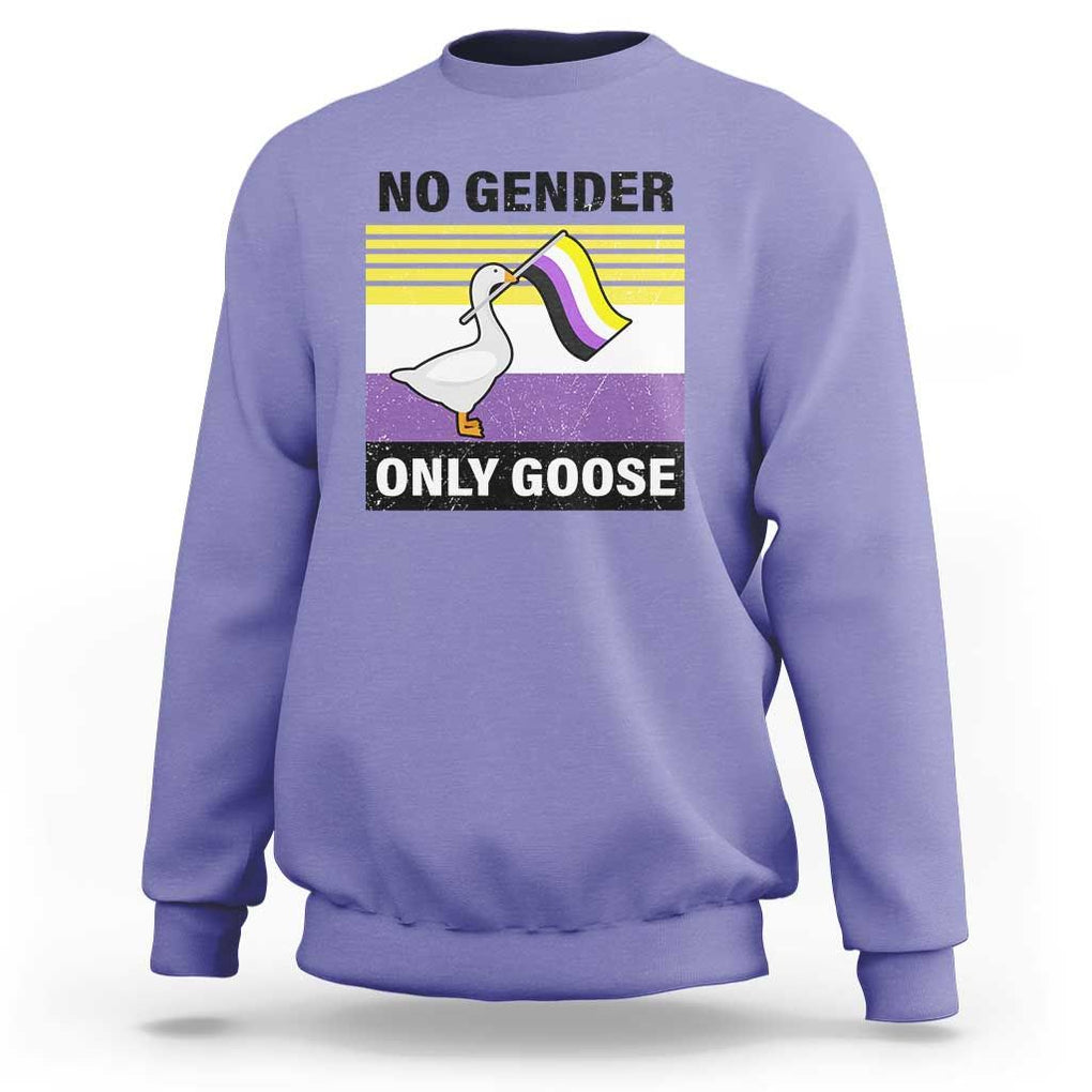 Funny Non Binary Sweatshirt No Gender Only Goose LGBTQ Enby Flag TS11 Violet Print Your Wear