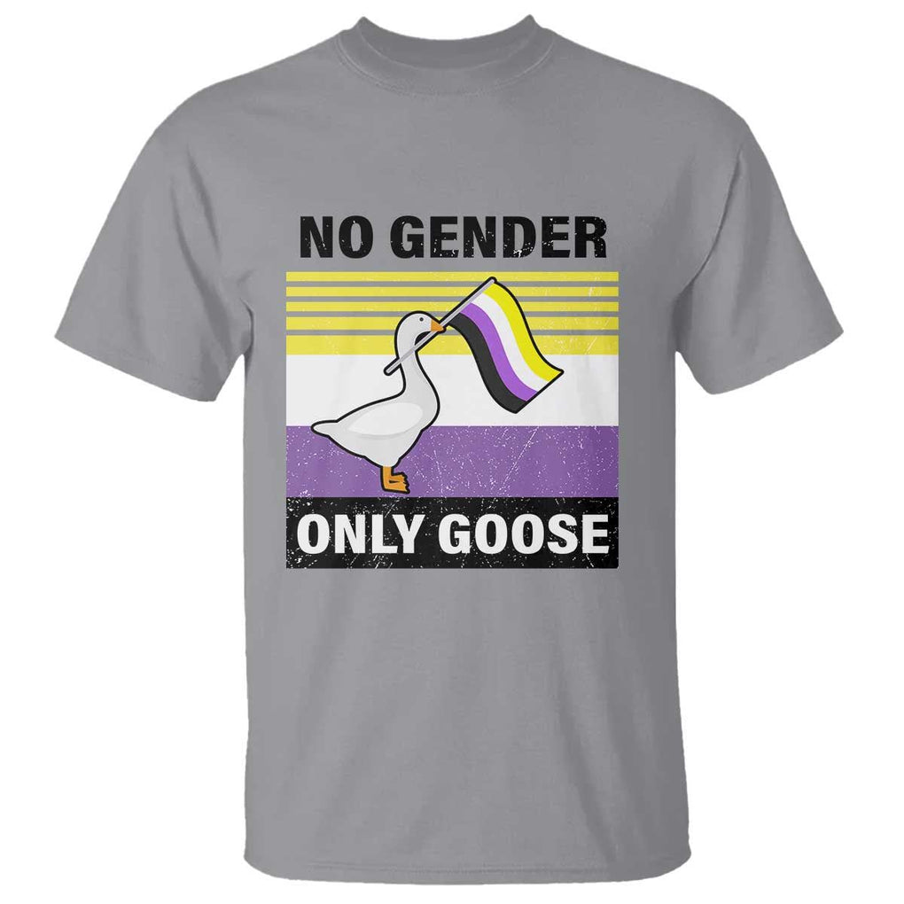 Funny Non Binary T Shirt No Gender Only Goose LGBTQ Enby Flag TS11 Sport Gray Print Your Wear