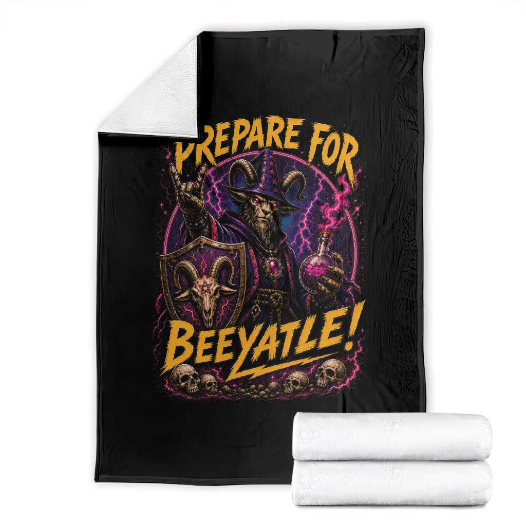 Prepare For Beeyatle Throw Blanket Funny Goat Wizard LitRPG Lover TS11 Black Print Your Wear