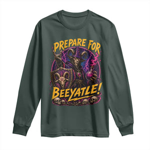 Prepare For Beeyatle Long Sleeve Shirt Funny Goat Wizard LitRPG Lover TS11 Dark Forest Green Print Your Wear
