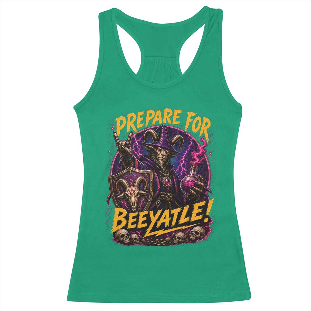 Prepare For Beeyatle Racerback Tank Top Funny Goat Wizard LitRPG Lover TS11 Irish Green Print Your Wear