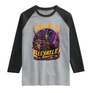 Prepare For Beeyatle Raglan Shirt Funny Goat Wizard LitRPG Lover TS11 Heather Gray Black Print Your Wear