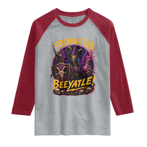 Prepare For Beeyatle Raglan Shirt Funny Goat Wizard LitRPG Lover TS11 Heather Gray Heather Red Print Your Wear