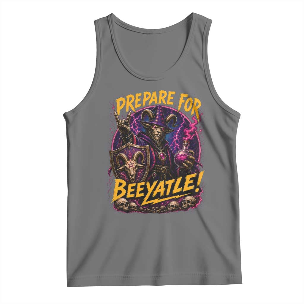 Prepare For Beeyatle Tank Top Funny Goat Wizard LitRPG Lover TS11 Black Heather Print Your Wear