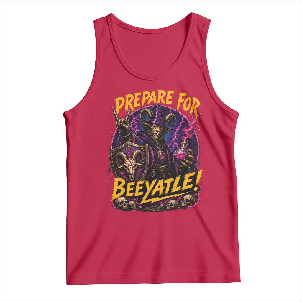 Prepare For Beeyatle Tank Top Funny Goat Wizard LitRPG Lover TS11 Red Print Your Wear