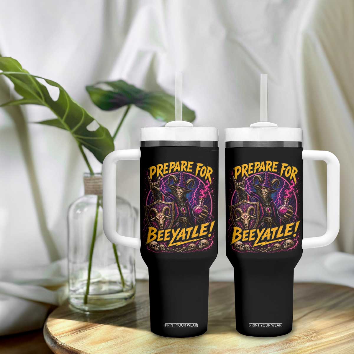Prepare For Beeyatle Tumbler With Handle Funny Goat Wizard LitRPG Lover TS11 Print Your Wear