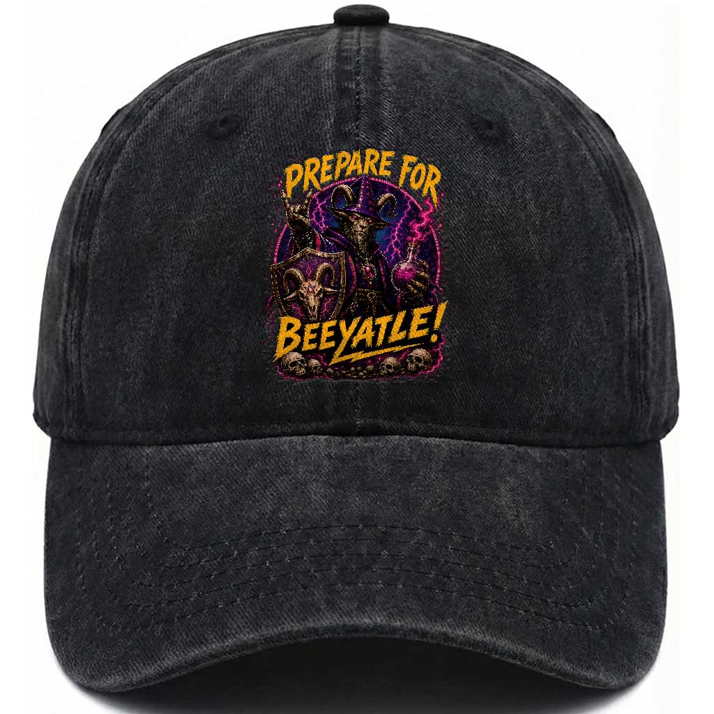 Prepare For Beeyatle Washed Cotton Baseball Cap Funny Goat Wizard LitRPG Lover TS11 Print Your Wear