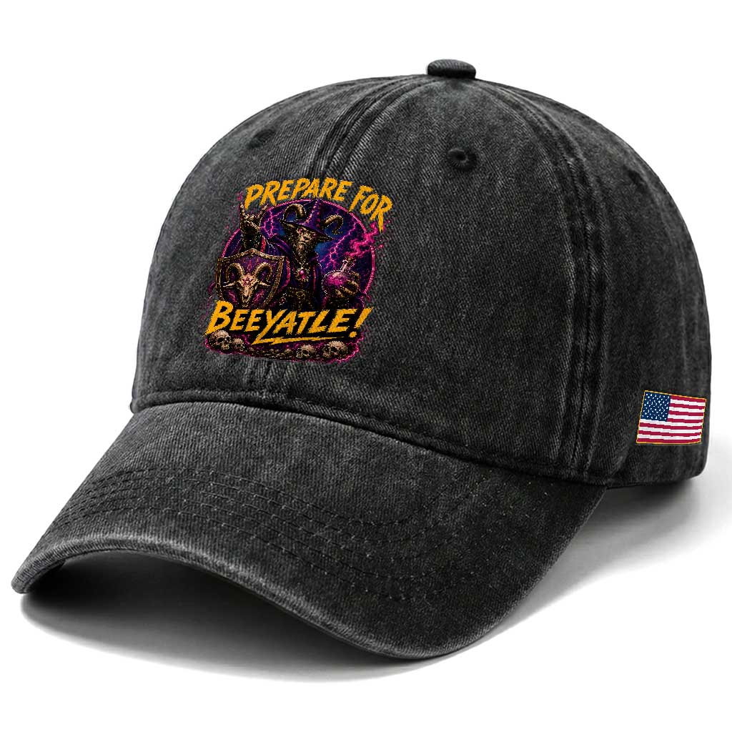 Prepare For Beeyatle Washed Cotton Baseball Cap Funny Goat Wizard LitRPG Lover TS11 Print Your Wear