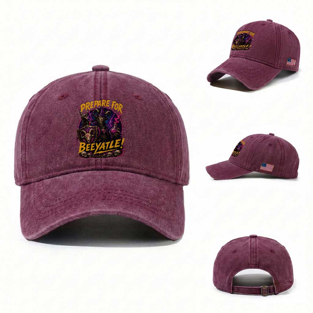 Prepare For Beeyatle Washed Cotton Baseball Cap Funny Goat Wizard LitRPG Lover TS11 Washed Cap Universal Fit Burgundy Print Your Wear