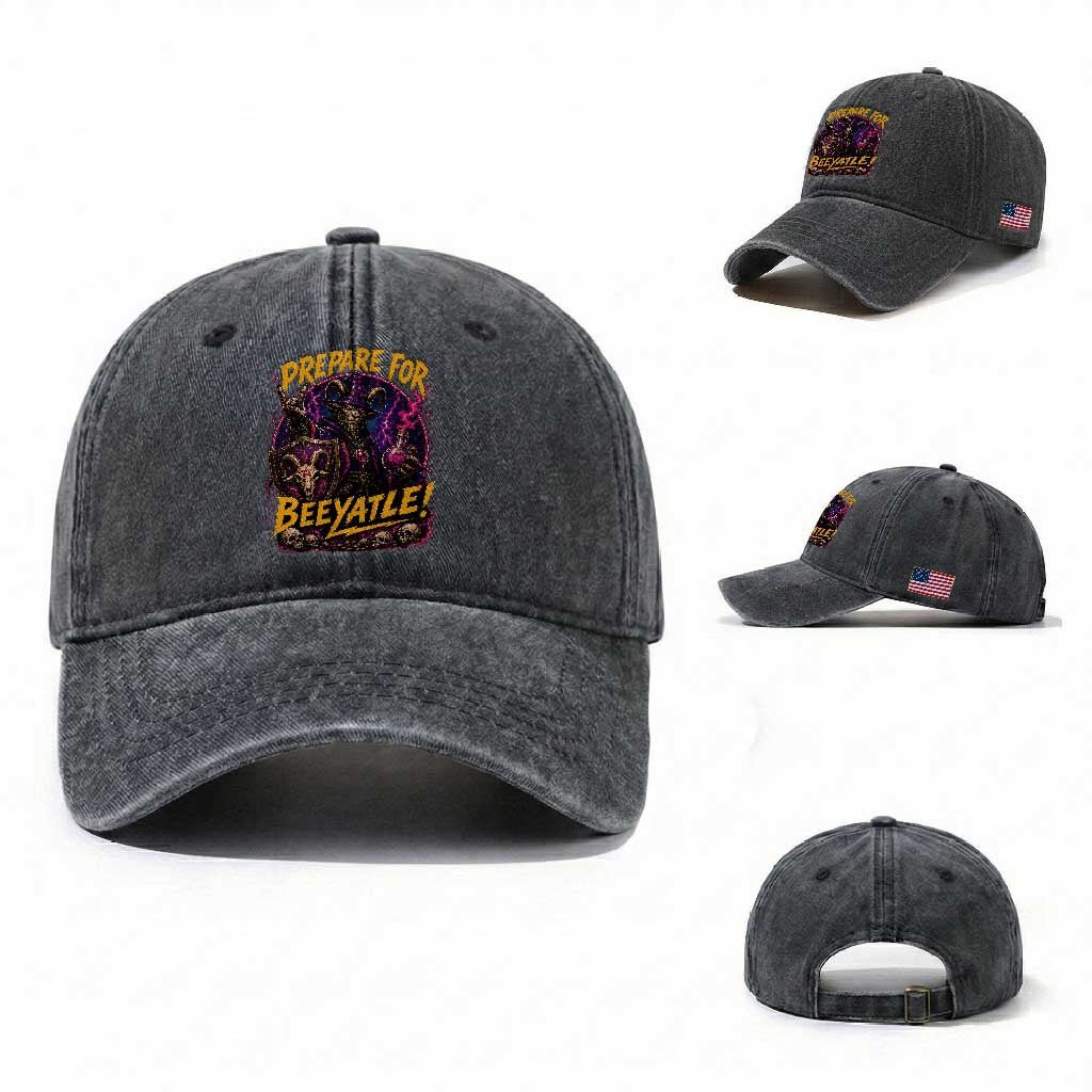 Prepare For Beeyatle Washed Cotton Baseball Cap Funny Goat Wizard LitRPG Lover TS11 Washed Cap Universal Fit Dark Gray Print Your Wear