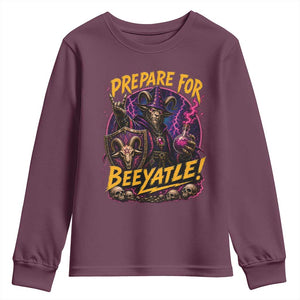 Prepare For Beeyatle Youth Sweatshirt Funny Goat Wizard LitRPG Lover TS11 Maroon Print Your Wear
