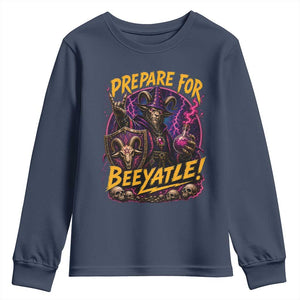 Prepare For Beeyatle Youth Sweatshirt Funny Goat Wizard LitRPG Lover TS11 Navy Print Your Wear
