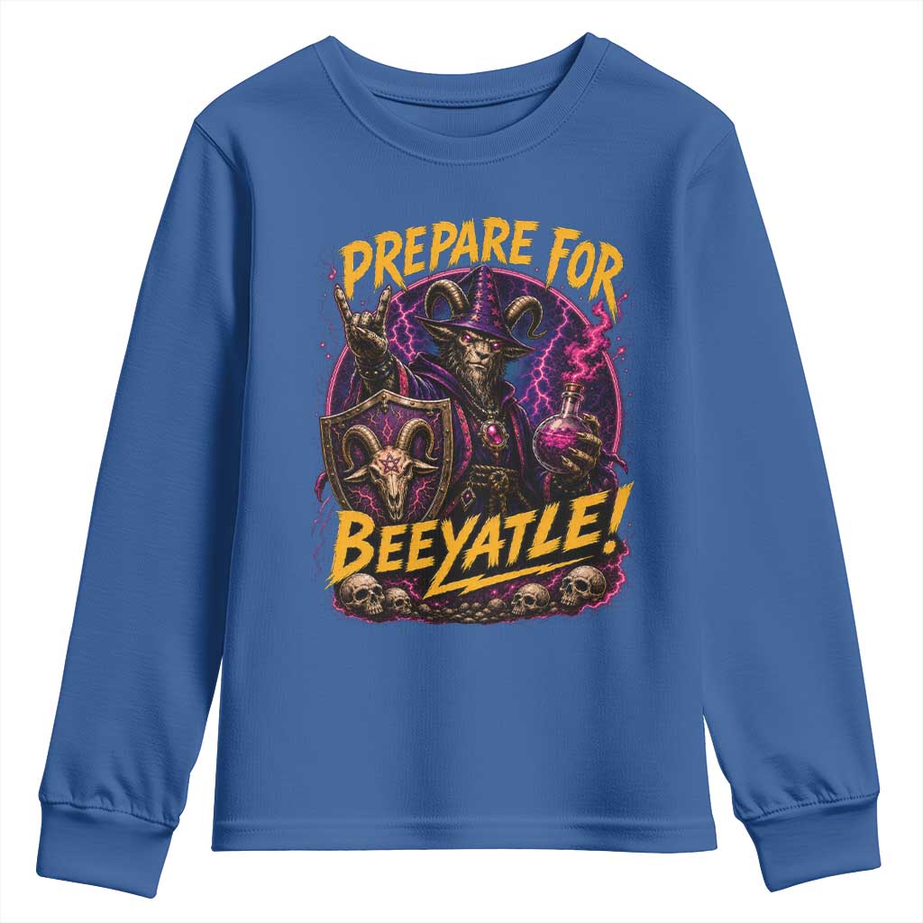 Prepare For Beeyatle Youth Sweatshirt Funny Goat Wizard LitRPG Lover TS11 Royal Blue Print Your Wear