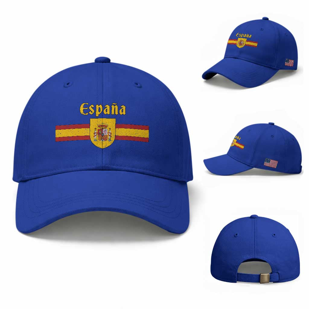 Espana Escudo Retro Spain Coat of Arms and Flag Español Baseball Cap TS11 Baseball Cap Universal Fit Royal Blue Print Your Wear
